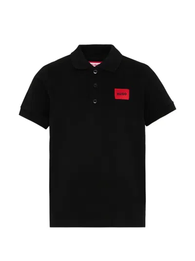 Hugo Boss Kids' Short-sleeve Logo-patch Polo Shirt In Black