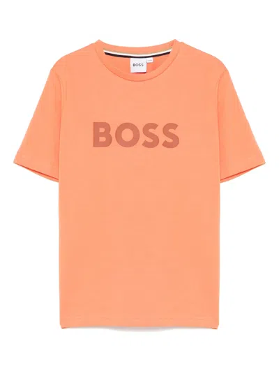 Hugo Boss Short Sleeve Logo T-shirt For Boys In Orange