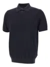 Hugo Boss Navy Open Knit Polo In Blue