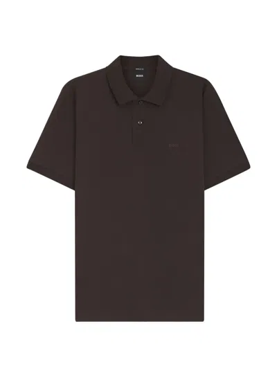 Hugo Boss Short-sleeve Polo Shirt In Brown