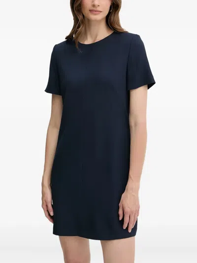 Hugo Boss Short-sleeve Shift Mini Dress In Blue