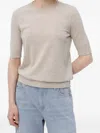 Hugo Boss Boss Farbella Short Sleeve Virgin Wool Sweater In Neutral
