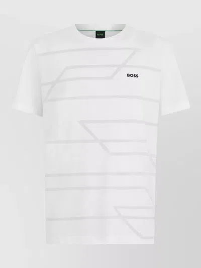 Hugo Boss Short Sleeve T Shirt Geometric Print In White