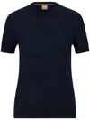 Hugo Boss Short-sleeve Wool Top In Blue