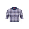 Hugo Boss Short-sleeved Cropped Sweater With Logo Check In Multi