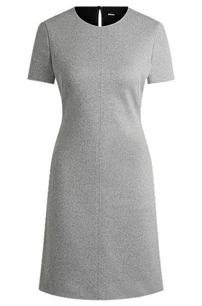 Hugo Boss Short-sleeved Dress In Herringbone Jersey In Open Miscellaneous