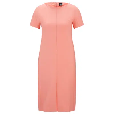 Hugo Boss Short-sleeved Dress In Stretch Material In Light Purple