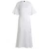 Hugo Boss Short-sleeved Dress With Ladder-lace Trims In White