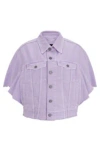 Hugo Boss Short-sleeved Jacket In Cotton Denim In Light Purple