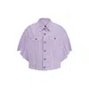 Hugo Boss Short-sleeved Jacket In Cotton Denim In Purple