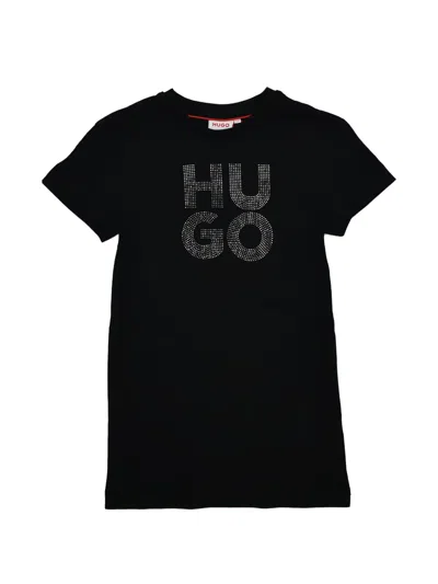 Hugo Boss Kids' Short-sleeved Logo-detail Dress In Black