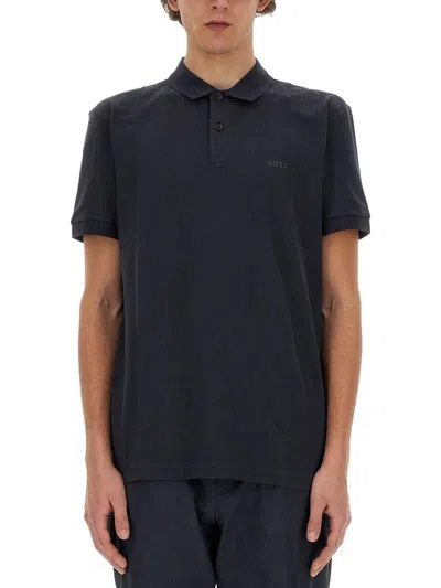 Hugo Boss Short Sleeved Logo Printed Polo Shirt In Blue