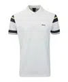Hugo Boss Slim-fit Polo Shirt In Cotton With Block Stripes In White