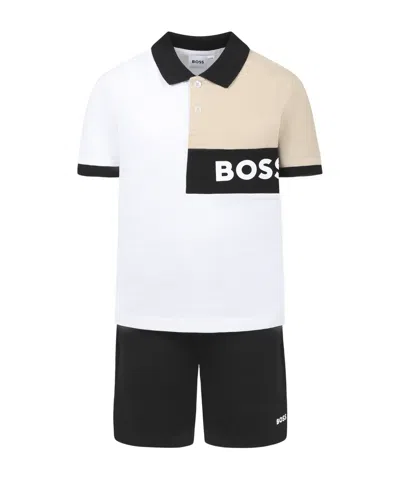 Hugo Boss Short-sleeved Polo Shirt And Shorts Set In White