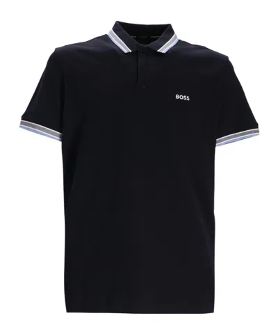 Hugo Boss Boss  Logo Embroidered Short-sleeved Polo Shirt In Black