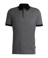 Hugo Boss Mercerized-cotton Polo Shirt With Two-tone Monogram Print In Black