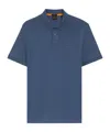 Hugo Boss Stretch-cotton Slim-fit Polo Shirt With Logo Patch In Blue