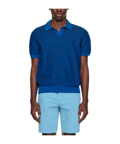 Hugo Boss Navy Open Placket Polo In 423-medium Blue