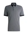 Hugo Boss Mens Dark Blue Logo-embroidered Short-sleeve Cotton Polo In Gray