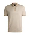 Hugo Boss Mercerized-cotton Polo Shirt With Micro Pattern In Nude