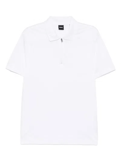 Hugo Boss Logo-embroidered Polo Shirt In White