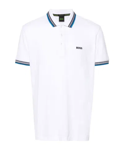 Hugo Boss Paddy Mens Cotton-pique Polo Shirt With Contrast Logo In Natural 106