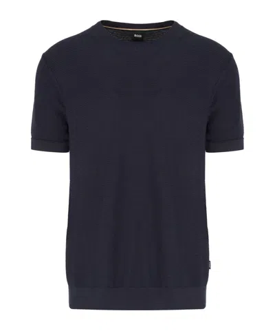 Hugo Boss Short-sleeved Sweater In Blue