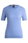 Hugo Boss Short-sleeved Sweater In Merino Wool In Blue