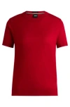 Hugo Boss Short-sleeved Sweater In Merino Wool In Red