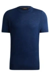 Hugo Boss Short-sleeved Sweater In Tussah Silk In Light Blue