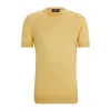 Hugo Boss Short-sleeved Sweater In Tussah Silk In Yellow