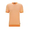 Hugo Boss Short-sleeved Sweater With Micro Structure In Orange
