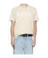 Hugo Boss Beige Cotton-jersey Logo Print T-shirt