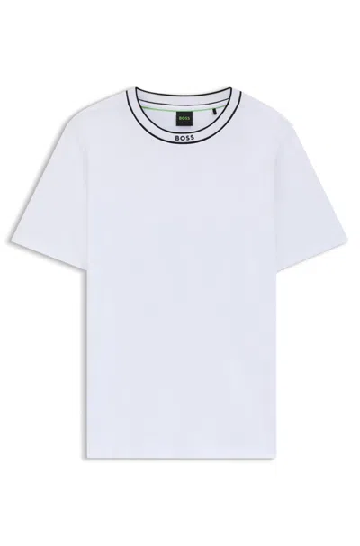 Hugo Boss Cotton Jersey T-shirt With Striped Logo Graphic In White