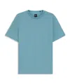 Hugo Boss Geometric-jacquard T-shirt In Mercerized Cotton In Blue
