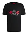 Hugo Boss Oversized-fit T-shirt In Cotton With Animal Graphic In Black