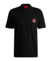 Hugo Boss Mens Black Double-logo Cotton-piqué Polo Shirt Xl In Black