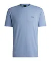 Hugo Boss Stretch-cotton Regular-fit T-shirt With Contrast Logo In Blue