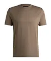 Hugo Boss Regular-fit Crew-neck T-shirt In Mercerized Cotton In Brown