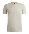 Hugo Boss Tales Mens Cotton-jersey T-shirt With Logo Patch In Nude