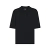 Hugo Boss Short-sleeved Wool Polo Sweater With Moisture Management In Blue