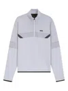 Hugo Boss Relaxed-fit Zip-neck Sweatshirt With Quilted Jacquard In Gray