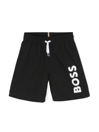 Hugo Boss Shorts Da Bagno Con Logo In Black