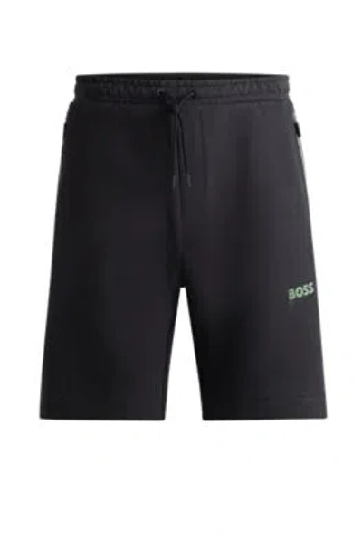 Hugo Boss Shorts With 3d-molded Logo In Dark Grey