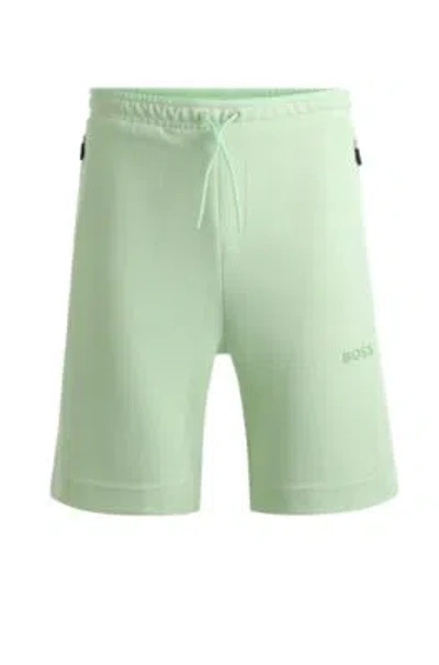 Hugo Boss Cotton-blend Shorts With 3d-moulded Logo In Green