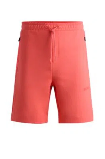 Hugo Boss Shorts With 3d-molded Logo In Light Red