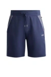 Hugo Boss Shorts With Embroidered Logo And Contrast Piping In Dark Blue