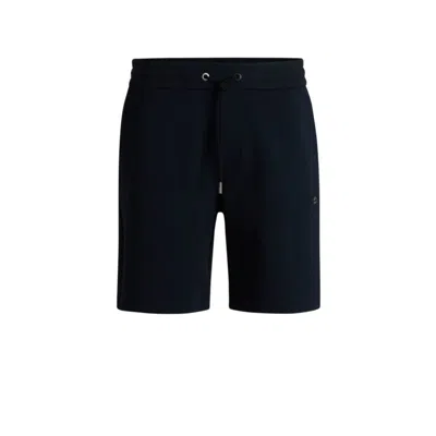 Hugo Boss Shorts With Metallic Double B Monogram In Blue