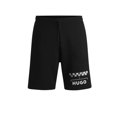 Hugo Boss Shorts With Racing Print In Black