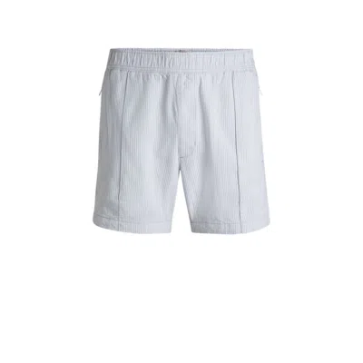 Hugo Boss Shorts With Vertical Stripe In Blue